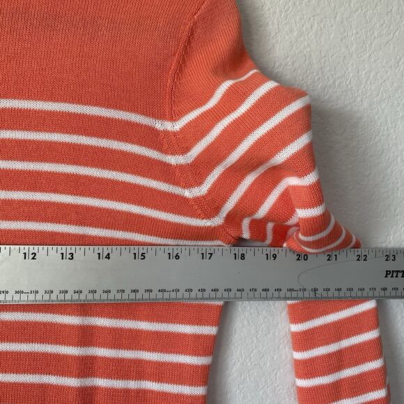 Pura Cashmere Classic Breton White Striped Peach Long Sleeve S Shirt Casual Chic - Picture 5 of 8